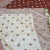 Echarpe indiana algodão com viscose dupla face de arabescos marrom e creme
