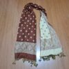 Echarpe indiana algodão com viscose dupla face de arabescos marrom e creme