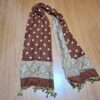 Echarpe indiana algodão com viscose dupla face de arabescos marrom e creme
