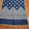Echarpe indiana algodão com viscose dupla face de arabescos marinho e creme