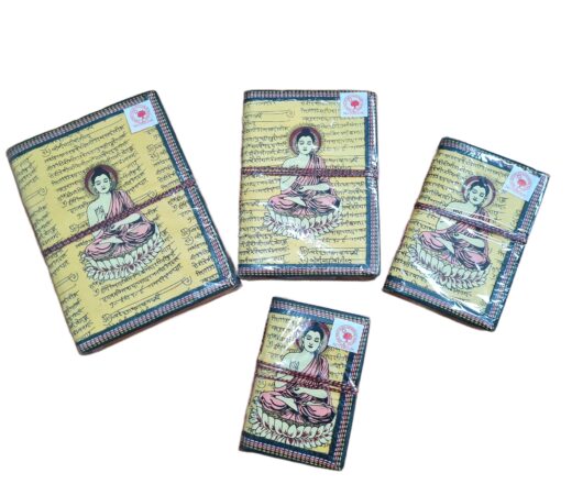Cadernos indianos artesanais pintados a mão Buda amarelo