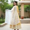 Dupatta branca bordada floral com renda Meera