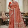 Sari indiano com estampa de arabescos Tie Dye laranja e vermelho