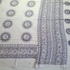 Chadar indiano (manto de oração) de OM e mantras branco com azul