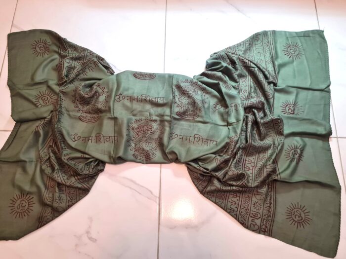 Chadar indiano (manto de oração) de Shiva Nataraja verde militar