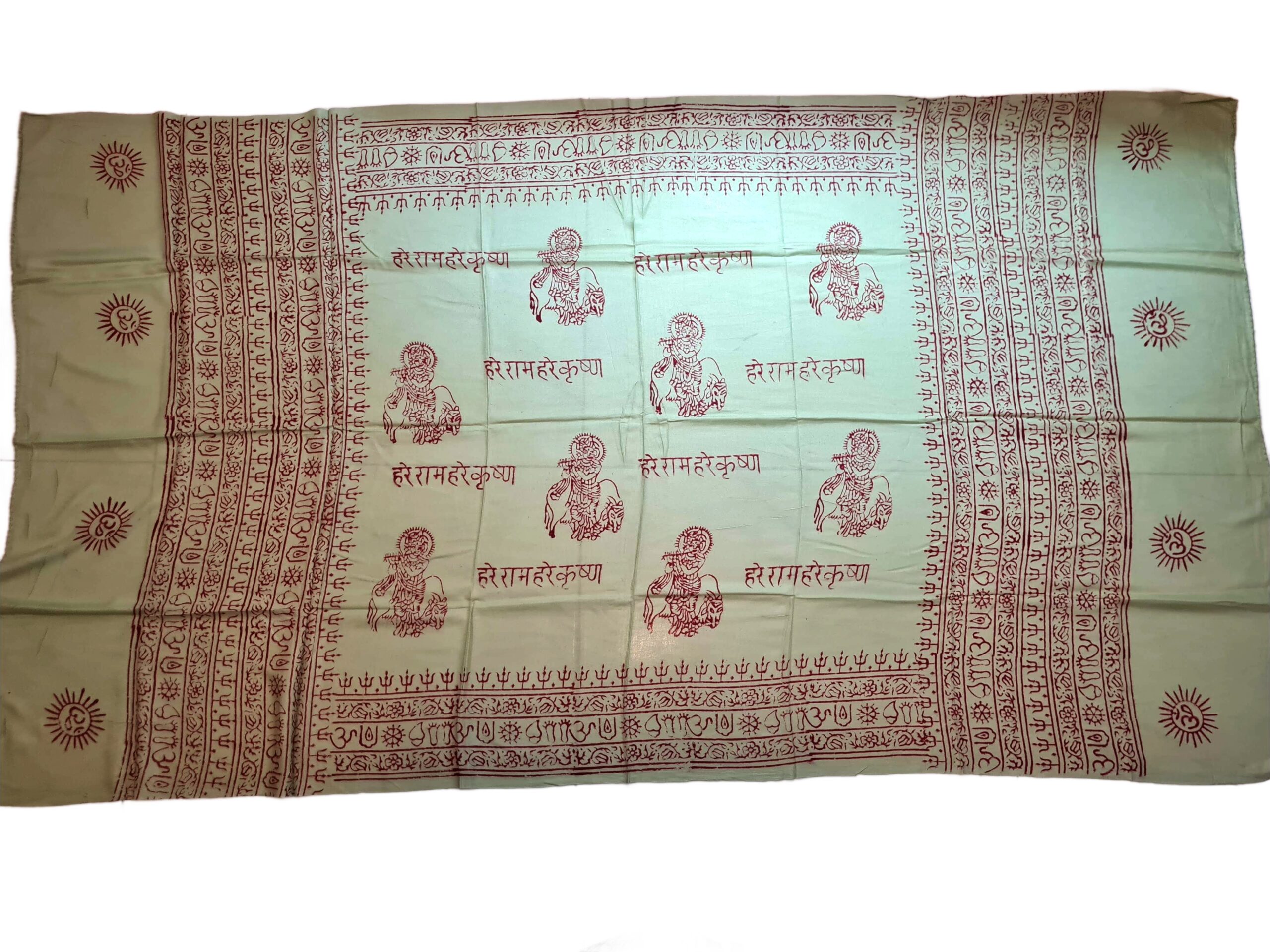 Chadar indiano (manto de oração) de Krishna verde menta