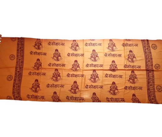 Chadar de Ganesha de viscose com simbologias hindus, laranja