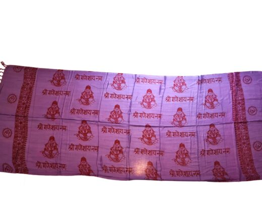 Chadar indiano (manto de oração) com Ganesha e simbologias roxo