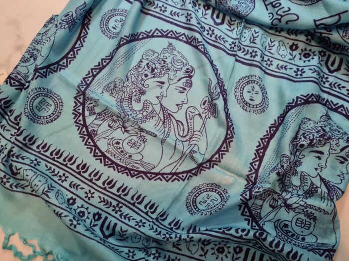 Chadar indiano (manto de oração) com estampa de Shiva e Parvati