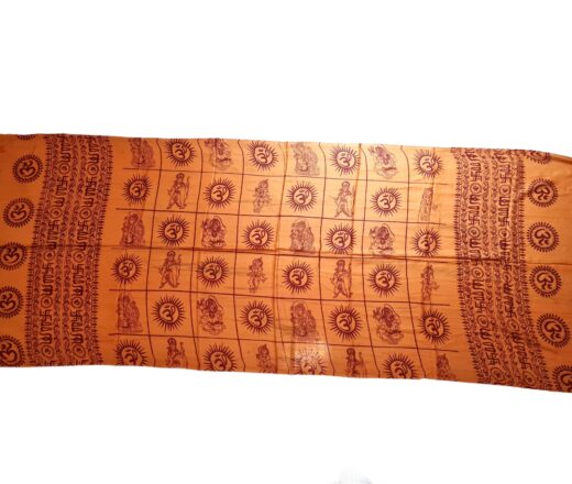 Chadar indiano (manto de oração) com 4 deuses hindus laranja