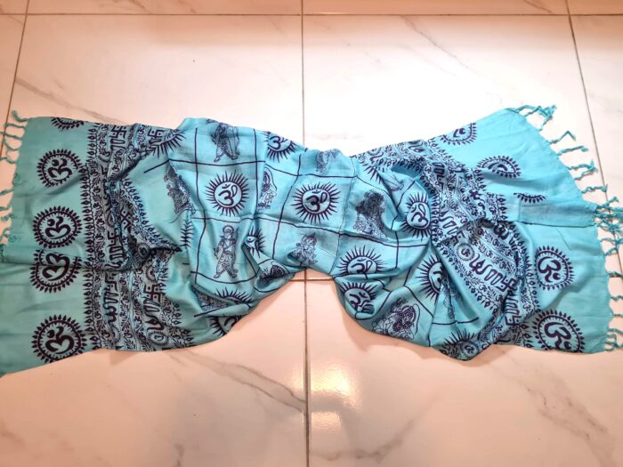 Chadar indiano (manto de oração) com 4 deuses hindus azul