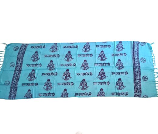 Chadar indiano (manto de oração) com Ganesha e simbologias azul