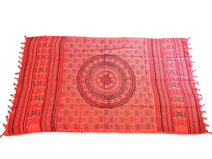 Chadar indiano (manto de oração) de elefantes e mandala rosa coral