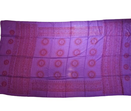 Chadar indiano (manto de oração) de OM e mantras roxo