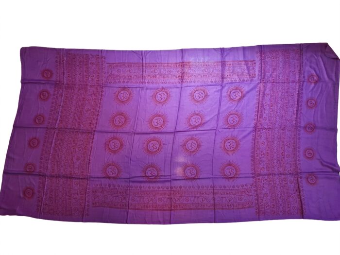Chadar indiano (manto de oração) de OM e mantras roxo