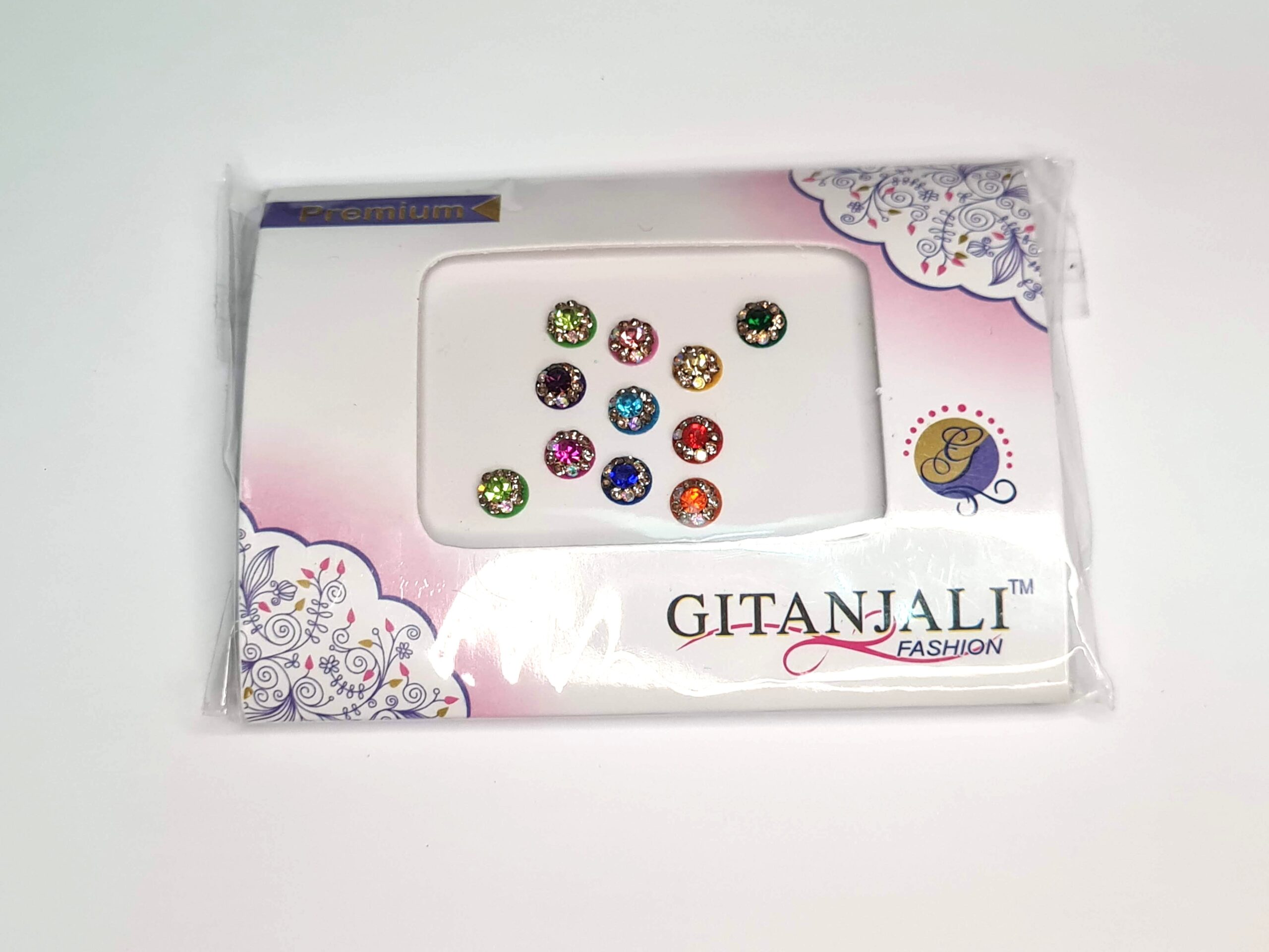 Bindi indiano Gitanjali adesivo para colar entre as sombrancelhas coloridos 11