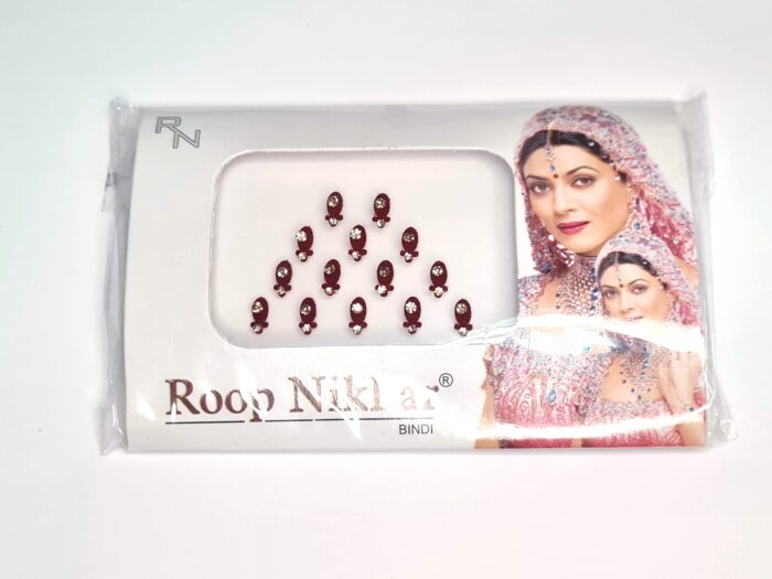 Bindi indiano Roop Nikhar adesivo para colar entre as sombrancelhas vermelho 14