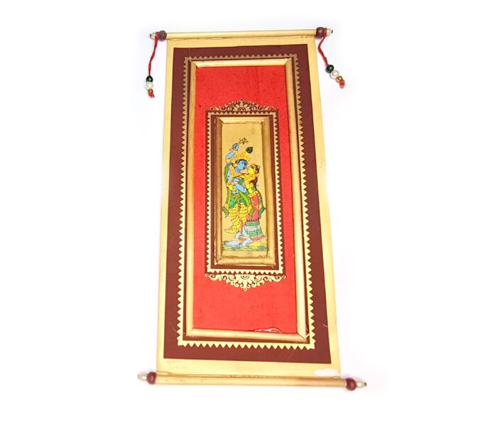 Envelope-quadro de intenções para Radha e Krishna , decorativo com forte simbolismo de fé.