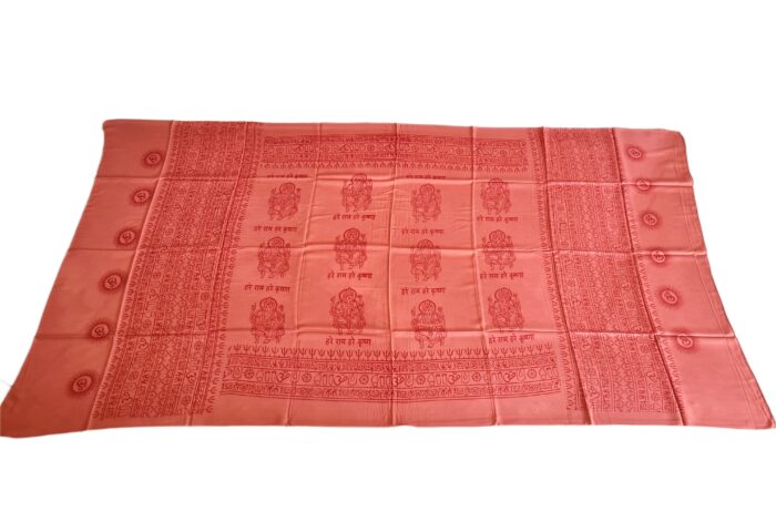 Chadar indiano (manto de oração) de Ganesha e mantras rosa queimado