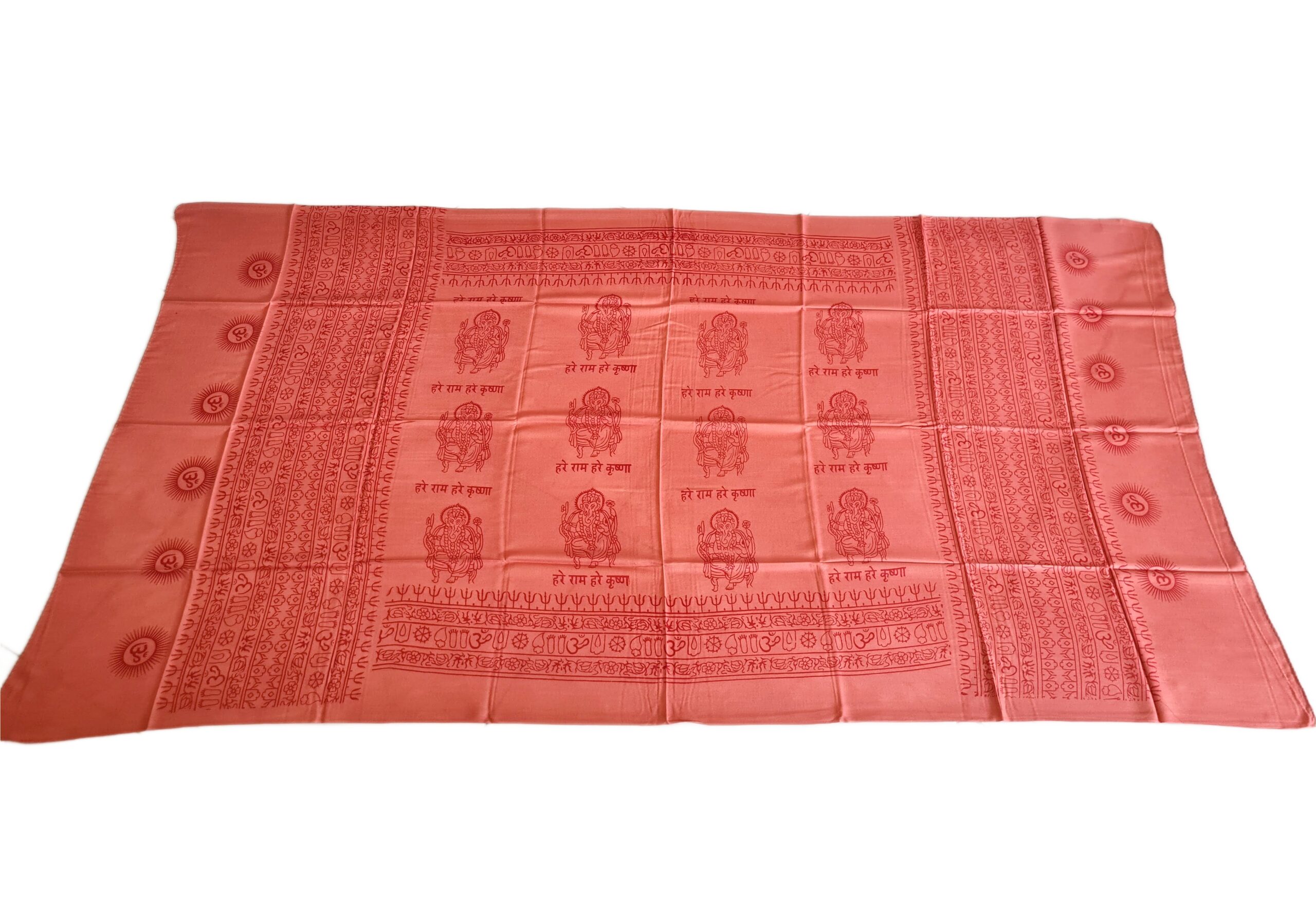 Chadar indiano (manto de oração) de Ganesha e mantras rosa queimado
