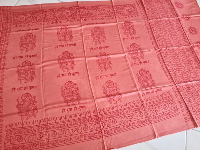 Chadar indiano (manto de oração) de Ganesha e mantras rosa queimado