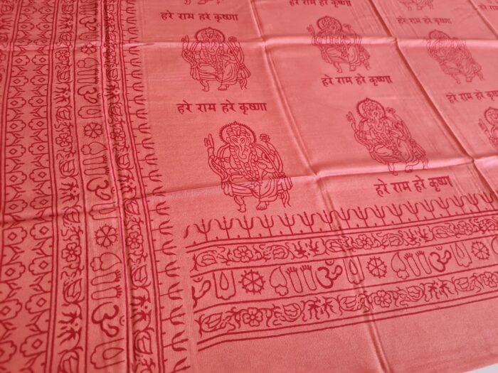 Chadar indiano (manto de oração) de Ganesha e mantras rosa queimado
