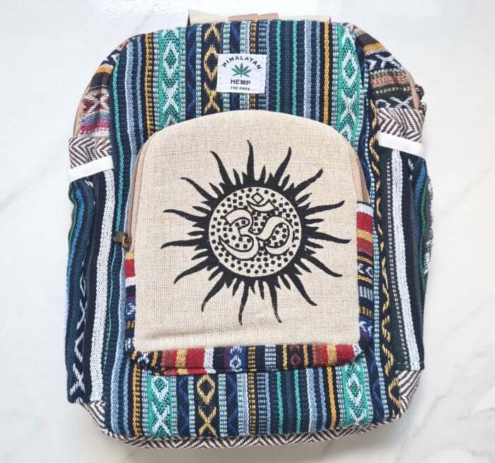 Mochila 100% Hemp fibra natural design Boho colorido de OM