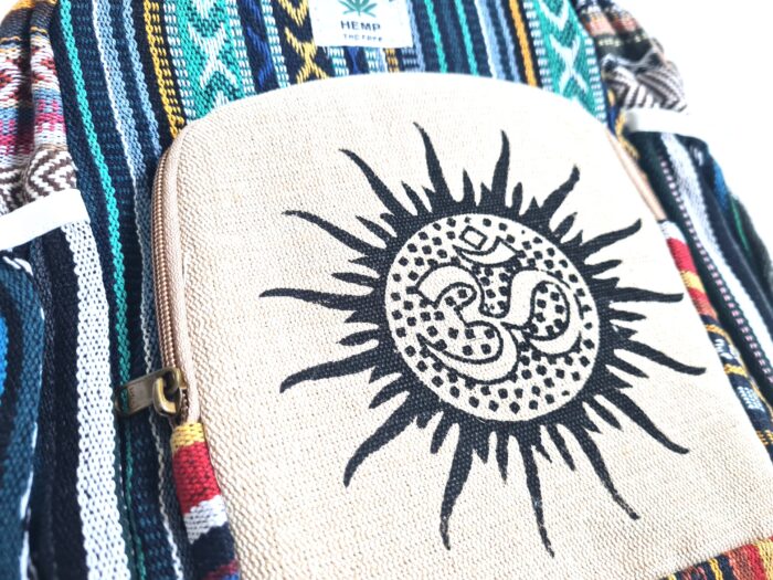 Mochila 100% Hemp fibra natural design Boho colorido de OM
