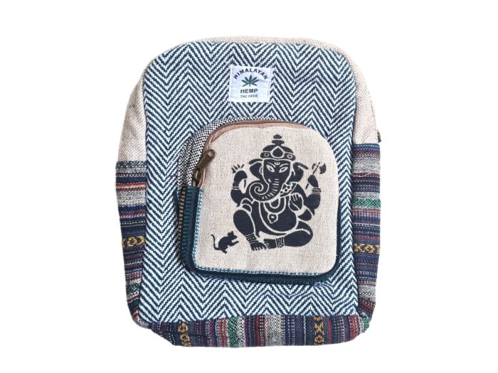 Mochila 100% Hemp fibra natural design Boho colorido Ganesha