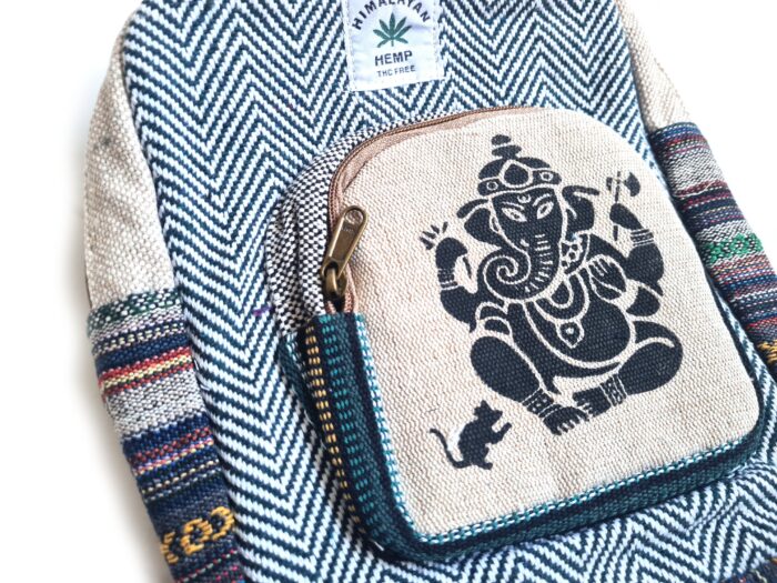 Mochila 100% Hemp fibra natural design Boho colorido Ganesha