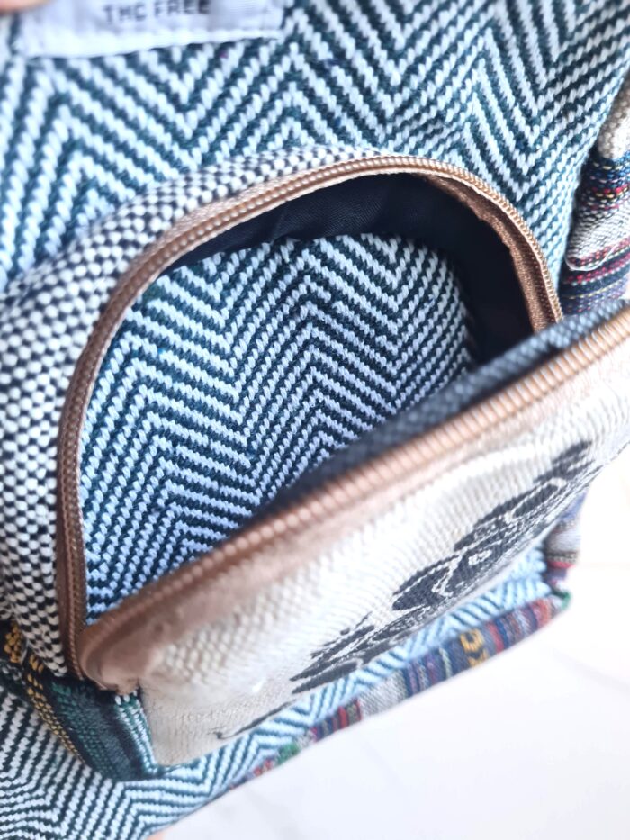 Mochila 100% Hemp fibra natural design Boho colorido Ganesha