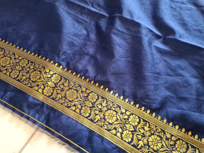 Saree Banarasi Art Silk de seda modelo Indigo Gold Meenakari Imperial