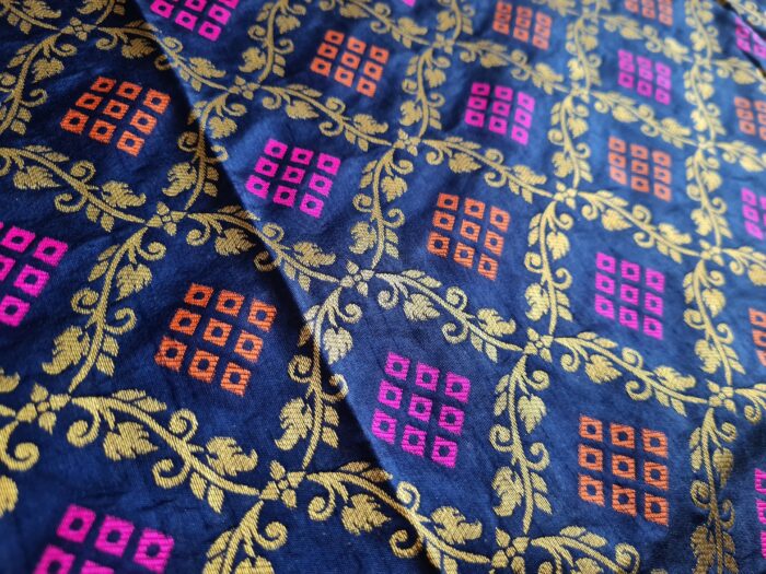 Saree Banarasi Art Silk de seda modelo Indigo Gold Meenakari Imperial