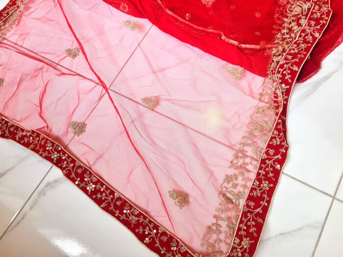 Vestuário completo de noiva indiana luxo Lehenga Choli Dupatta Gold Shakti