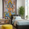 Colcha indiana ou painel de algodão estampa de Kali e Shiva color