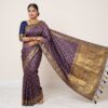 Saree Banarasi Art Silk de seda modelo Indigo Gold Meenakari Imperial