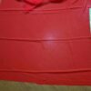 Sari indiano crepe de seda vermelho com bordados dourados e detalhes coloridos