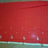 Sari indiano crepe de seda vermelho com bordados dourados e detalhes coloridos
