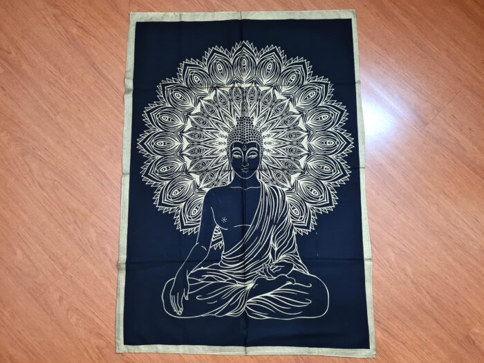 Painel de tecido decorativo Gold Black estampa de Buda 100cm