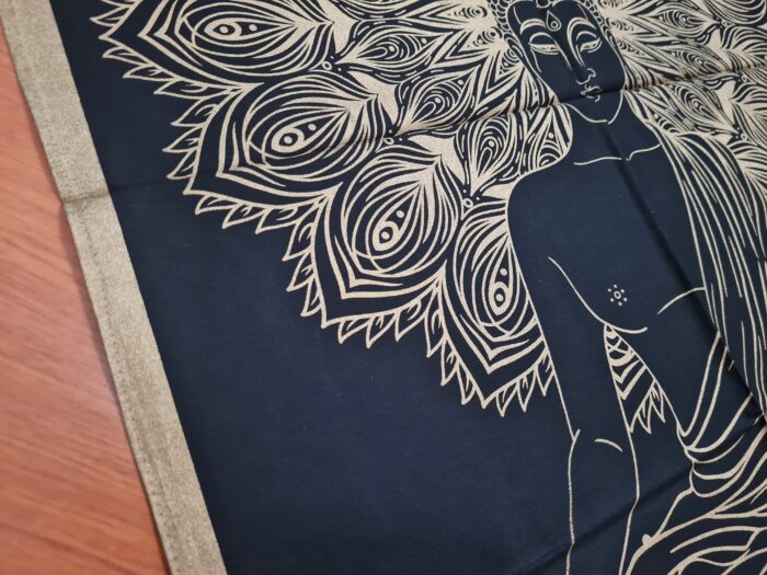 Painel de tecido decorativo Gold Black estampa de Buda 100cm