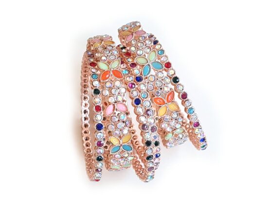 Conjunto de 6 pulseiras indianas com pedrarias Jardim de Basant