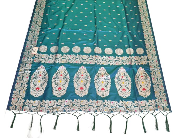 Saree Banarasi Art Silk de seda verde modelo Gold Panna Rani