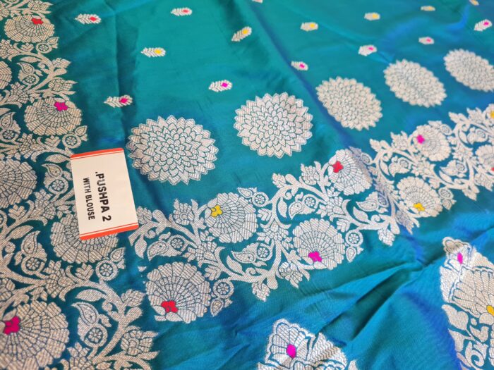 Saree Banarasi Art Silk de seda verde modelo Gold Panna Rani