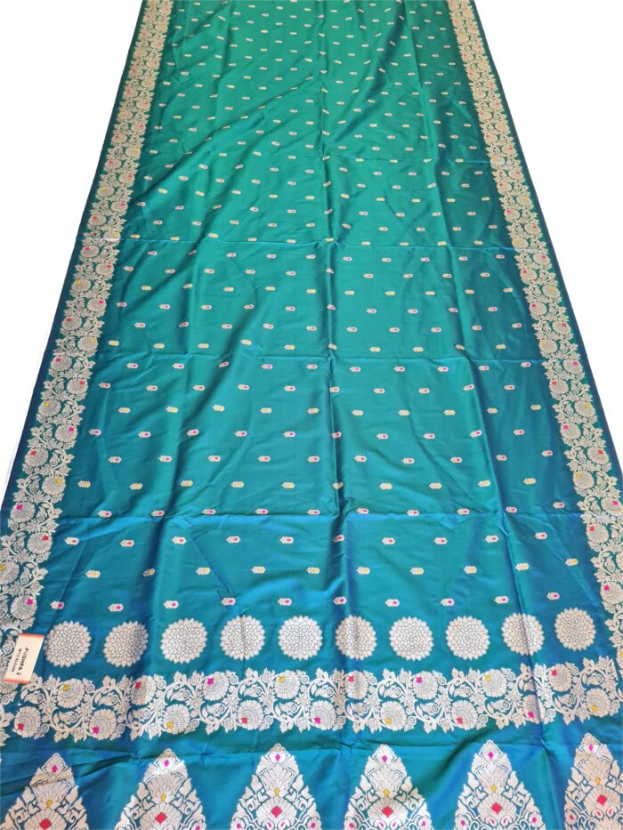 Saree Banarasi Art Silk de seda verde modelo Gold Panna Rani