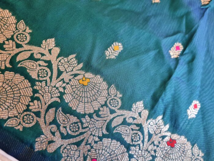 Saree Banarasi Art Silk de seda verde modelo Gold Panna Rani