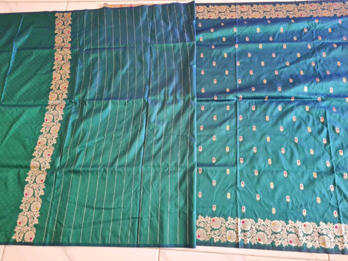 Saree Banarasi Art Silk de seda verde modelo Gold Panna Rani