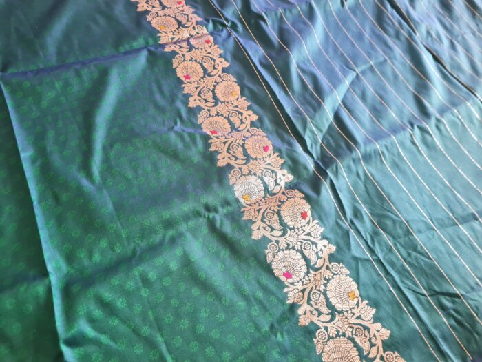 Saree Banarasi Art Silk de seda verde modelo Gold Panna Rani