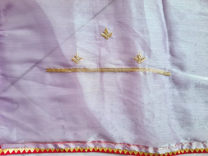 Saree luxuoso de Organza de seda lilás modelo Lavanya Mayuri