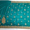 Saree luxuoso de crepe de seda verde modelo Harita Aishwarya
