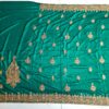 Saree luxuoso de crepe de seda verde modelo Harita Aishwarya
